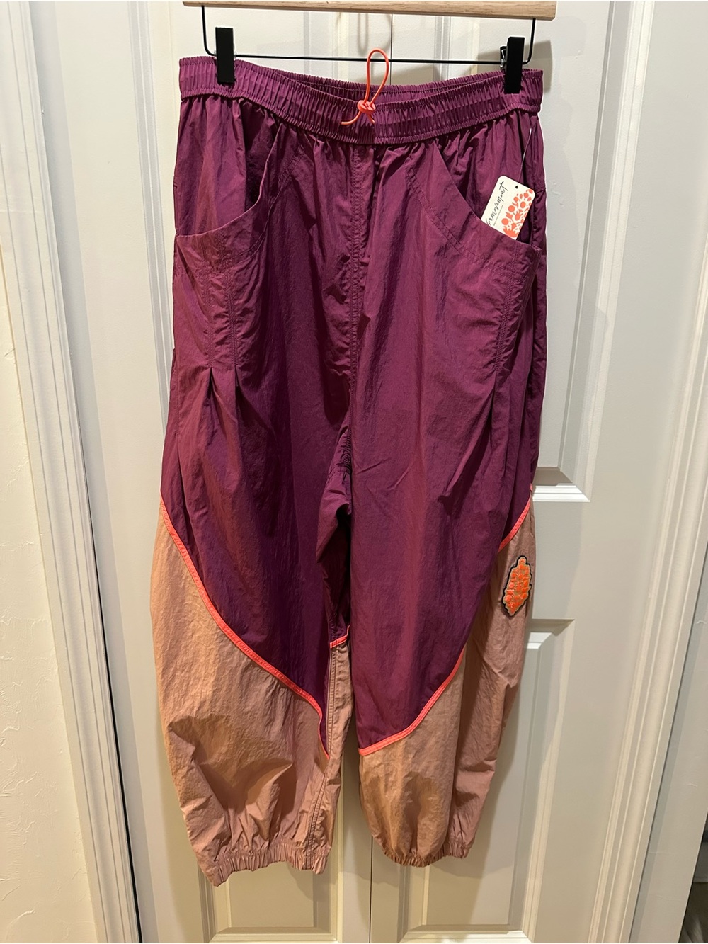 Free People Movement Joggers in Plum and Peach with Coral Trim NWT Size M